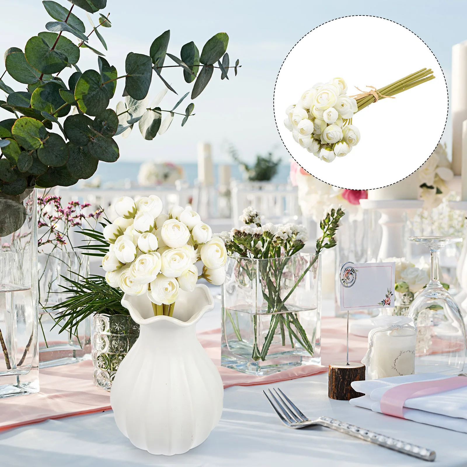 

Artificial Lotus Bouquet Deluxe Decorative Fake Flower Indoor Home Wedding Party Decor Lifelike Simulation Flower