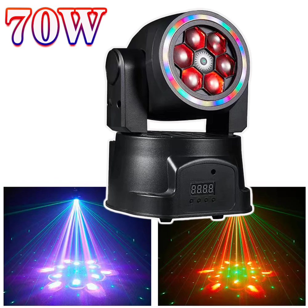 

70 Вт 6RGBW 4IN1 Светодиодный красный лазерный проектор DMX512 с 20-светодиодной лентой DJ Dsico Lights Strobe Beam DMX Party Stage Lighting Effect xms