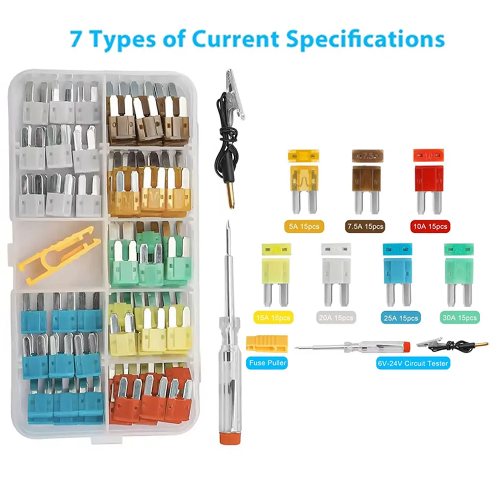 Micro2 Fuses Assortment Kit- 105 Pcs ATR APT Blade Car Fuses With Fuse Puller, Automotive Replacement Fuse For Car, Boat, RV