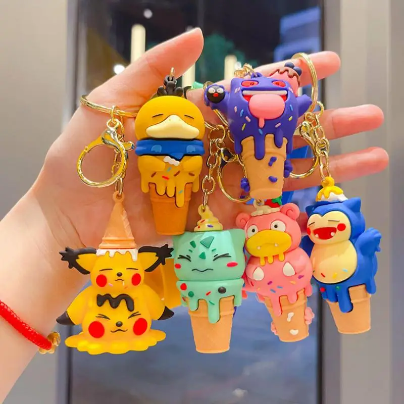 

Новый брелок с изображением покемонов, милый японский брелок для мороженого серии Пикачу Псайдак, кавайный брелок для мороженого, кукла, автомобильный кулон