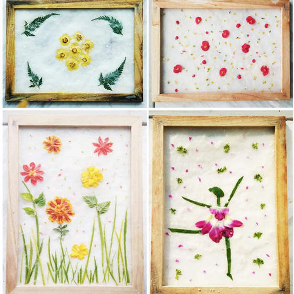 [ABFI!】 4 Pack Wooden Paper Making Mould Frame, Screen Printing Frame For DIY Paper Craft And Dried Flower Handcraft, 2 Size