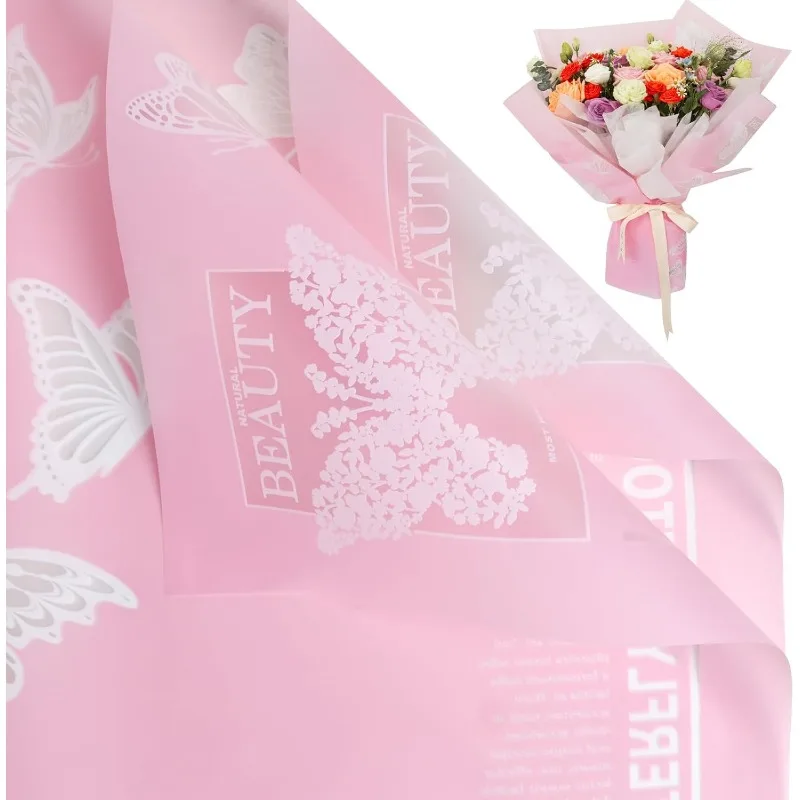 

20 Sheet Flower Wrapping Paper-Waterproof Floral Bouquet Wrapping Florist Supplies Packaging Paper for Wedding Birthday Gift DIY