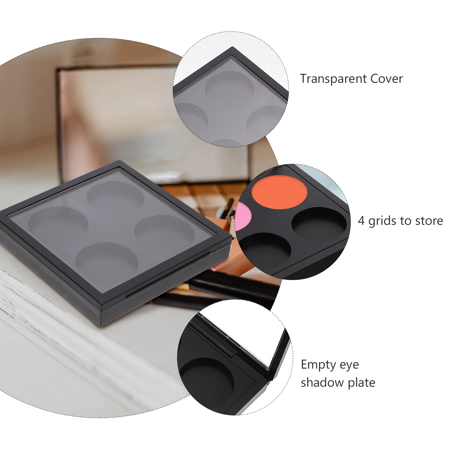 5 Pcs Makeup Pallets Eye Shadow Blank Magnetic Buckle Eyeshadow Cases Cosmetics Boxes Mix Holders Black Storage Travel