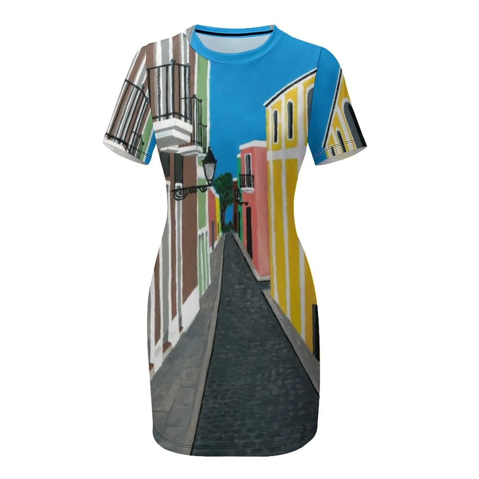 Viejo San Juan Short-Sleeved Dress women dresses Women's clothing luxury women's party dress evening prom summer dresses Dress