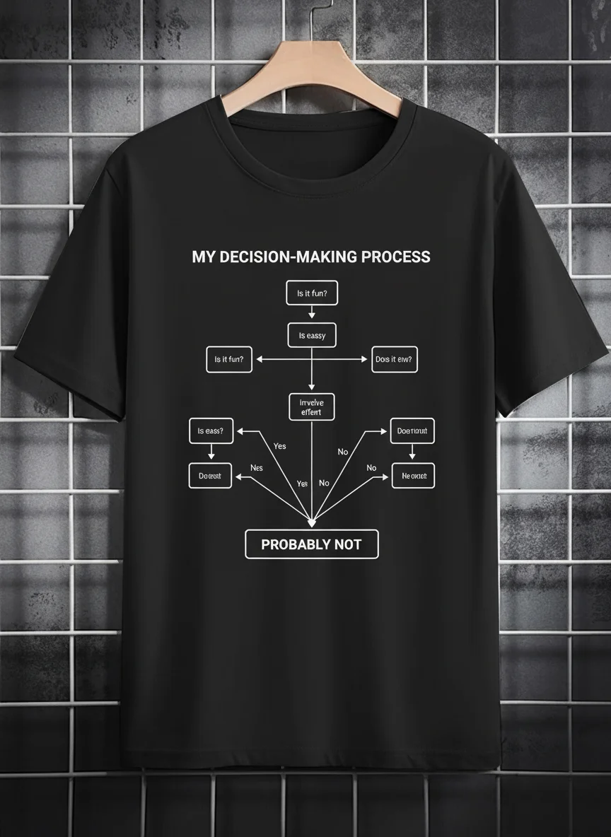 

Men's Casual Short Sleeve Crew Neck Graphic Tee - Funny "My Decision-Making Process" Flowchart Print Summer Breathable T-Shirt