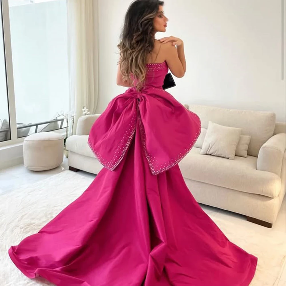 Flechazo Sweetheart Strapless Evening Dress Mermaid Floor Length with Beading and Bow Women Backless Customized Formal Gowns