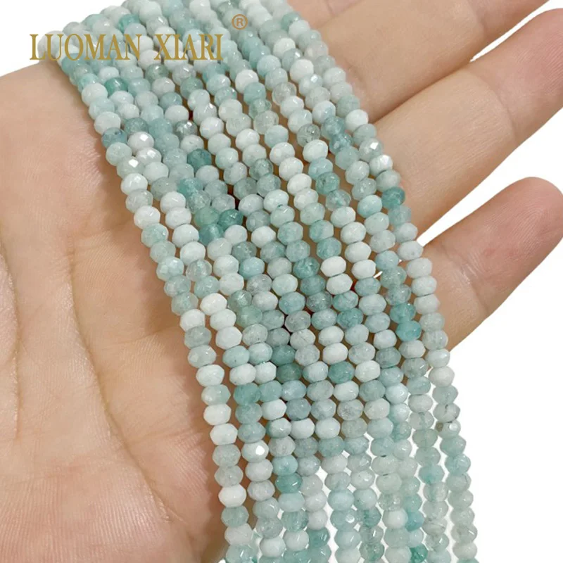 3x4mm Abacus Faceted Lake Blue Angelite Loose Natural Stone Beads for Jewelry Making Diy Bracelet Earrings Accessories 15''