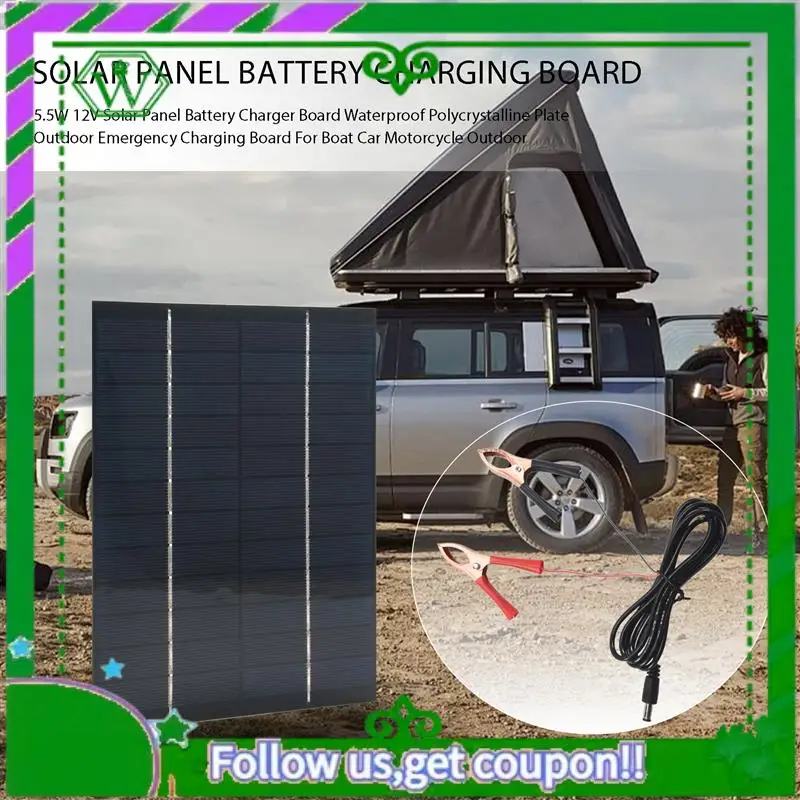 

AC34-5.5W 12V Solar Panel Battery Charger Board Waterproof Polycrystalline Plate Outdoor Emergency Charging Board For Boat Car M