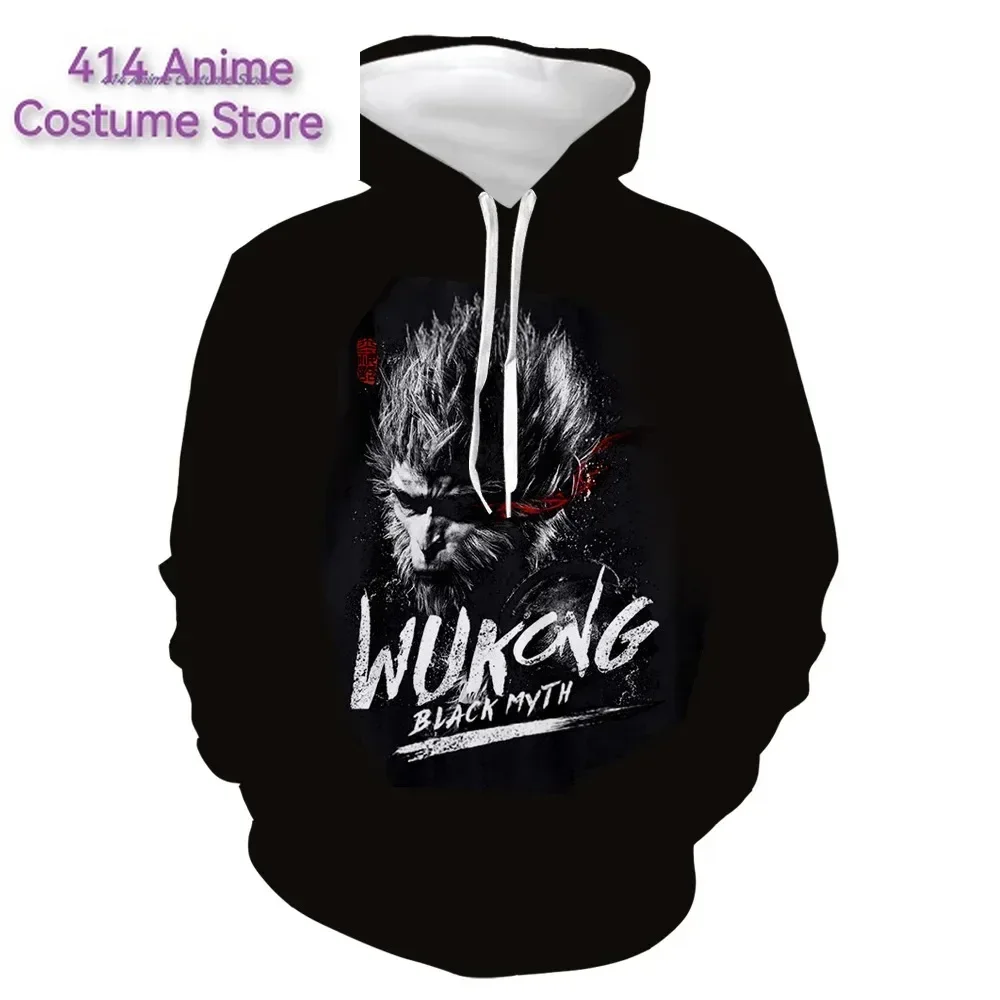 Sudadera con capucha periférica de juego Wukong de mito negro de verano para hombre, sudadera con capucha estampada 3D de salida de manga larga, abrigo