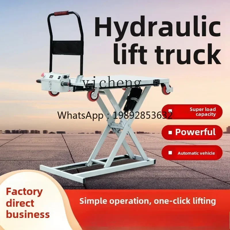 A1 trolley electric hydraulic lift portable truck handling scissor fork mobile flatbed truck