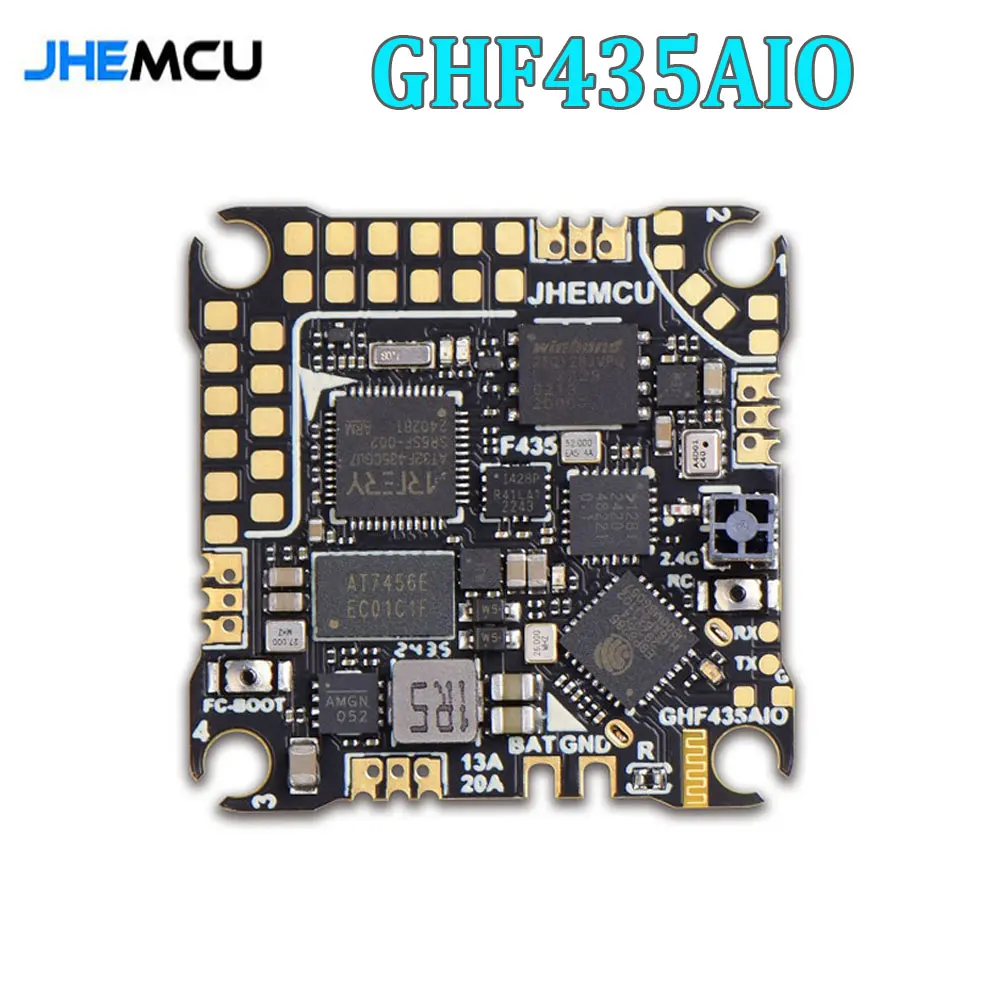 

JHEMCU GHF435AIO 20A Контроллер полета 2-4S с OSD Baro Blackbox 16MB GPS Встроенный ELRS 2.4G CRSF для RC FPV Дрон для фристайла