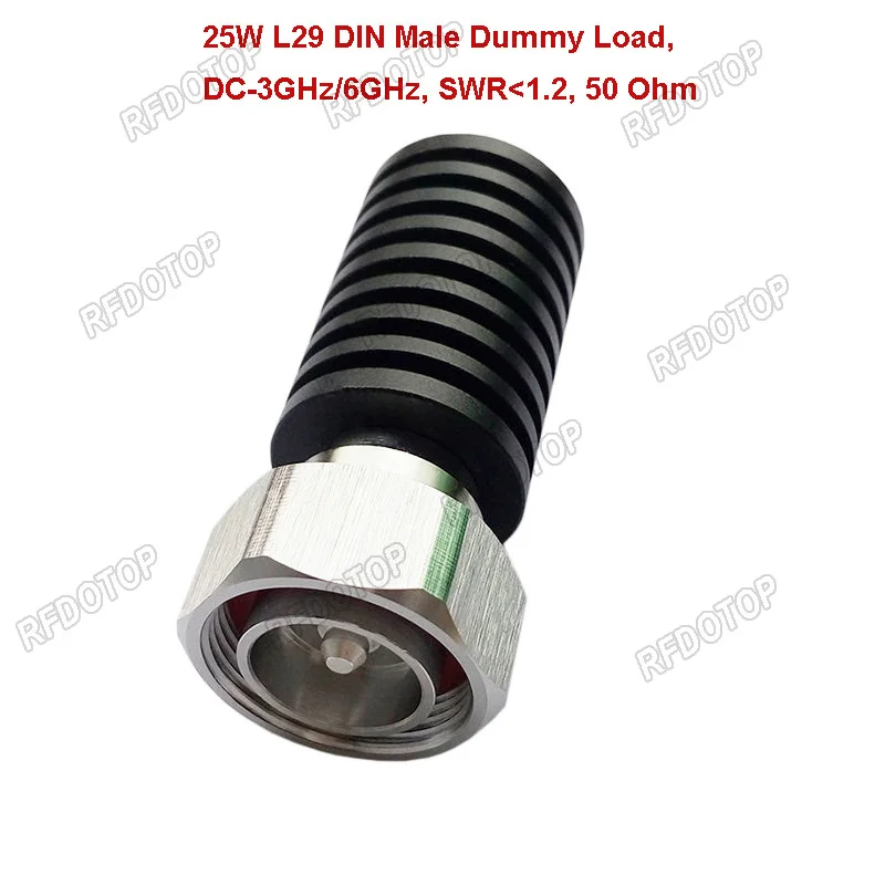 25W 3GHz/6GHz L29 DIN Male RF Coaxial Termination Dummy Load SWR＜1.2 50 Ohm Connector Socket Brass Straight Coaxial RF Adapters