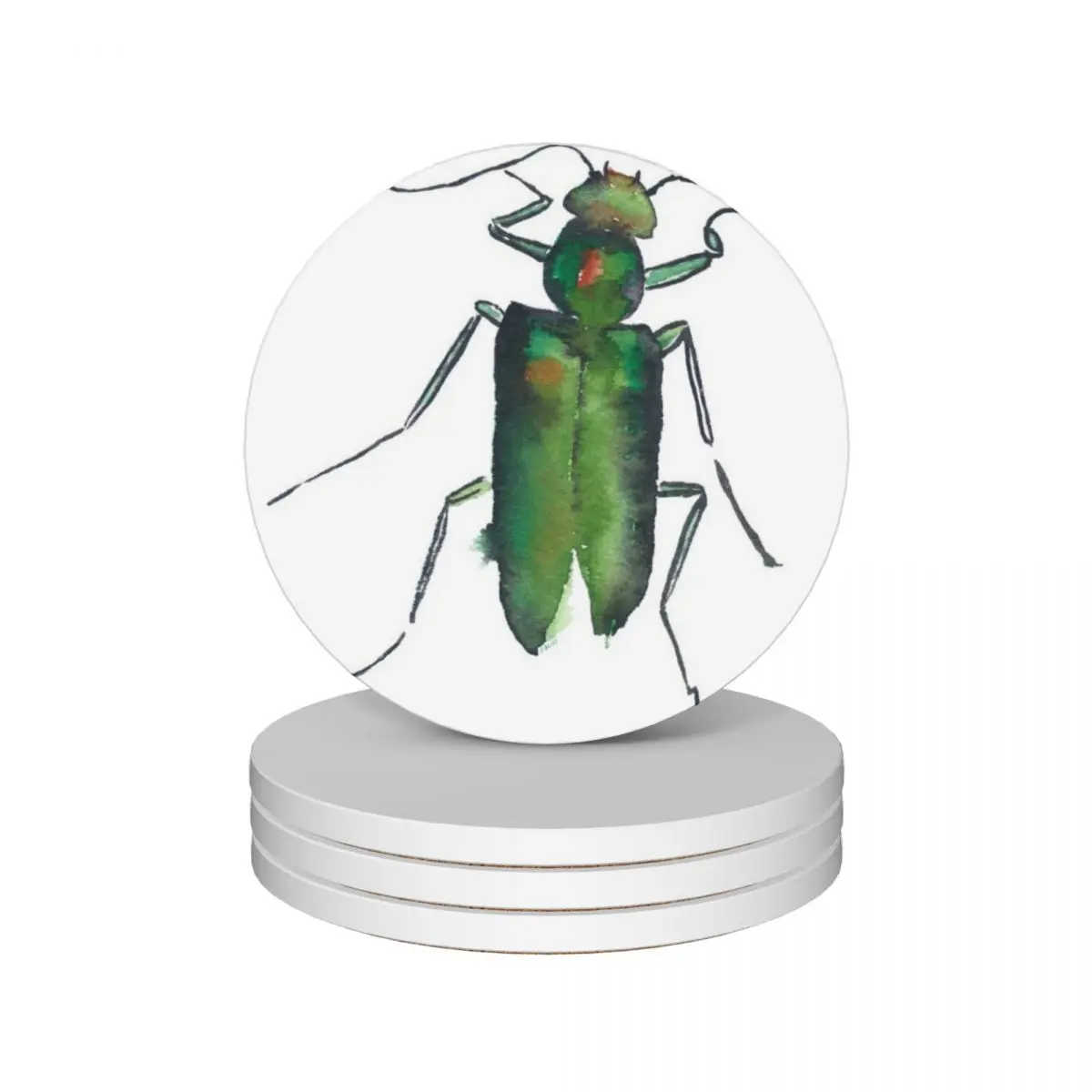 

green blister beetle Ceramic Coasters (Set of 4) for drinks aesthetic ceramic stand Coasters