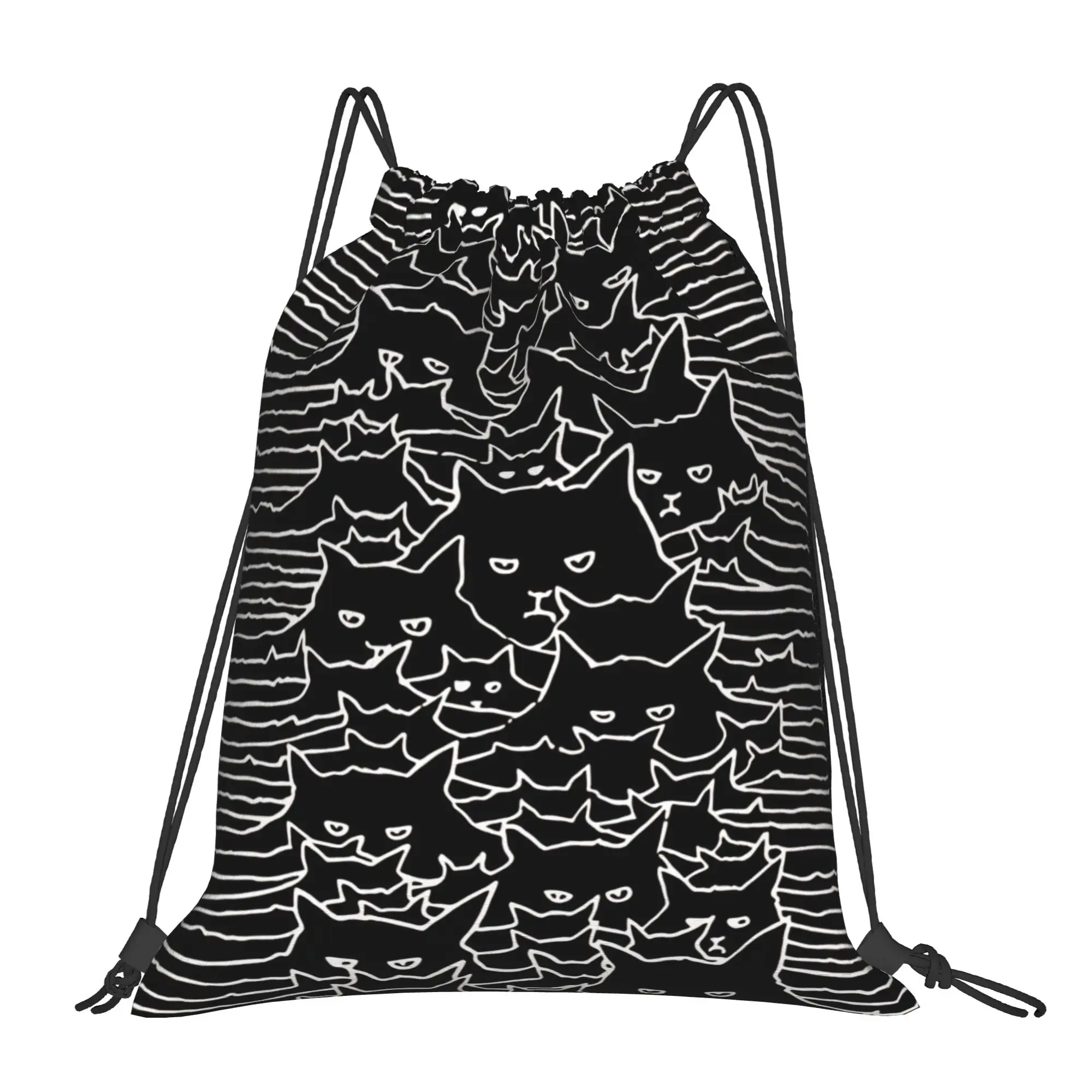 Cat meme PAW DIVISION JOY Portable Travel Riding Gym Drawstring Storage Sporty Backpacks