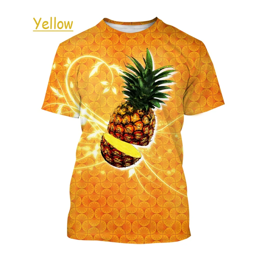 2022 Fun Casual Cartoon Fruit Pineapples 3d Printed T-shirt Men's and Women's Fashion Short-sleeved Cute Loose Top