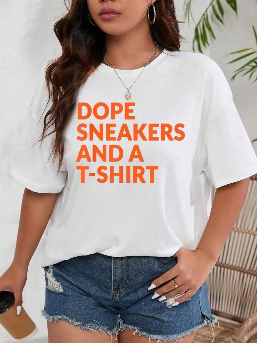 

Белая футболка оверсайз с ярким оранжевым текстовым принтом, свободного кроя, из хлопка, для лета