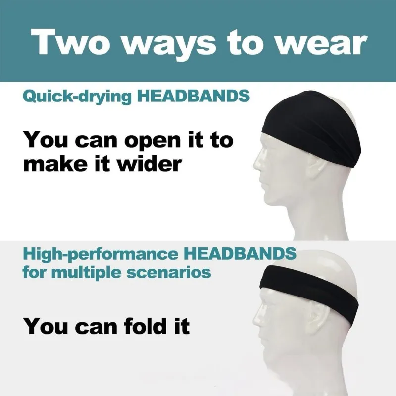 Elastisches, breites Sport-Stirnband für Yoga/Fitnessstudio/Laufen – schweißableitender, dehnbarer Turban-Kopfwickel, mehrere Farben erhältlich – Detail 4