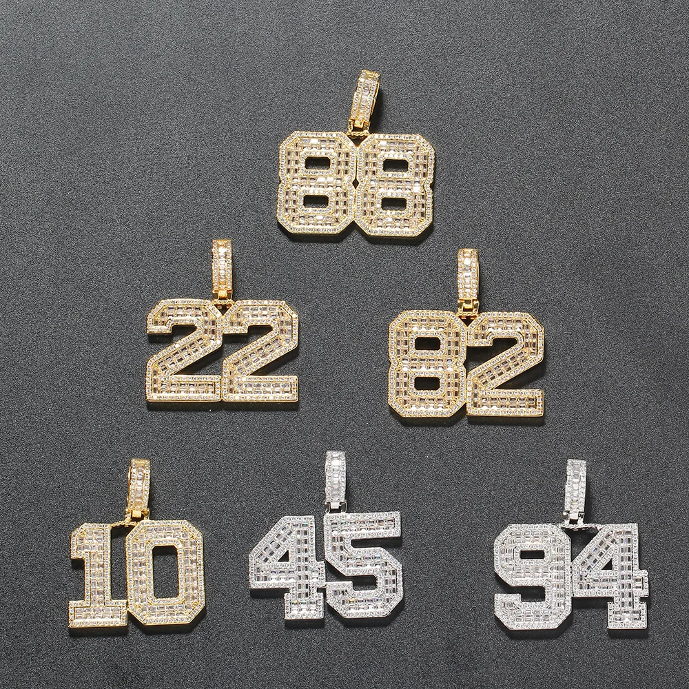 

Hip Hop Shiny Zircon Lucky Number 0-9 Pendant Necklaces For Men Women Custom Digital Charm Chain Birthday Party Jewelry Gift