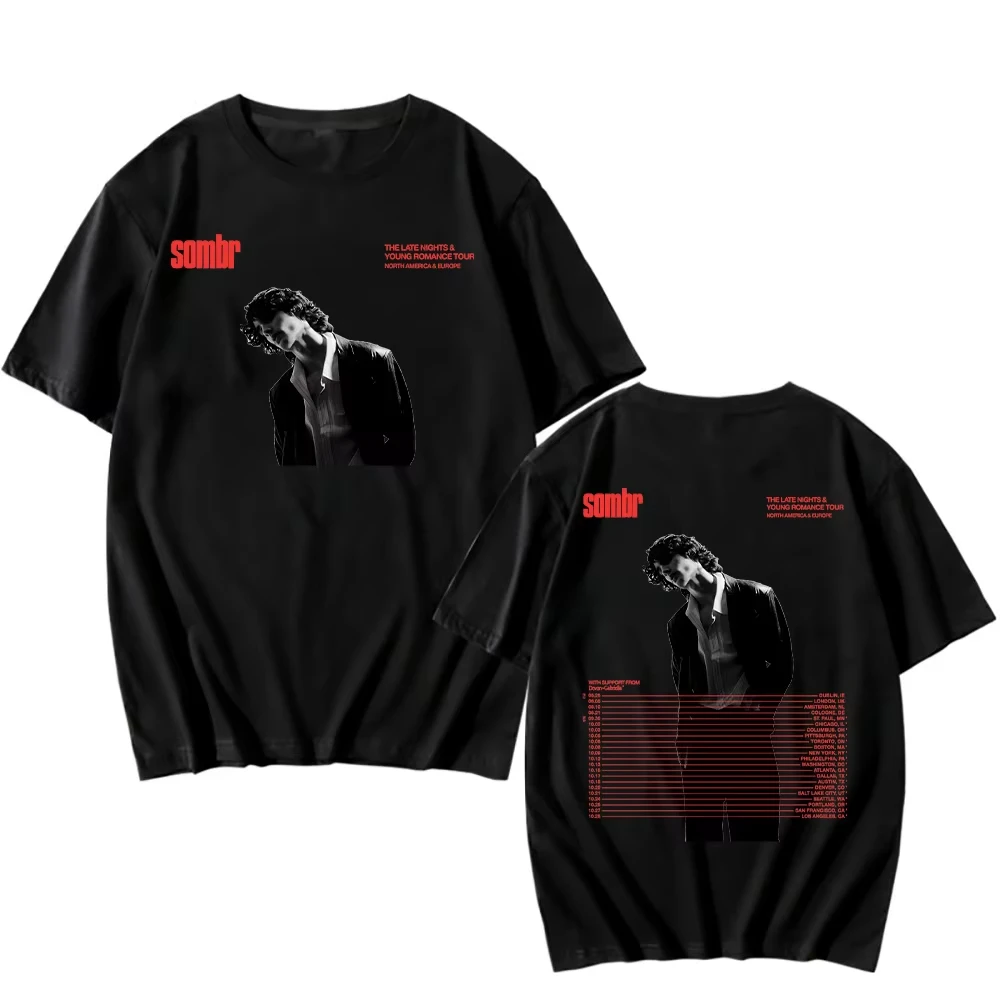 

Sombr The Late Nights & Young Romance Tour T-shirts 2025 Singer Sombr Harajuku Tshirts Men Women High Quality Cotton Tees Unisex