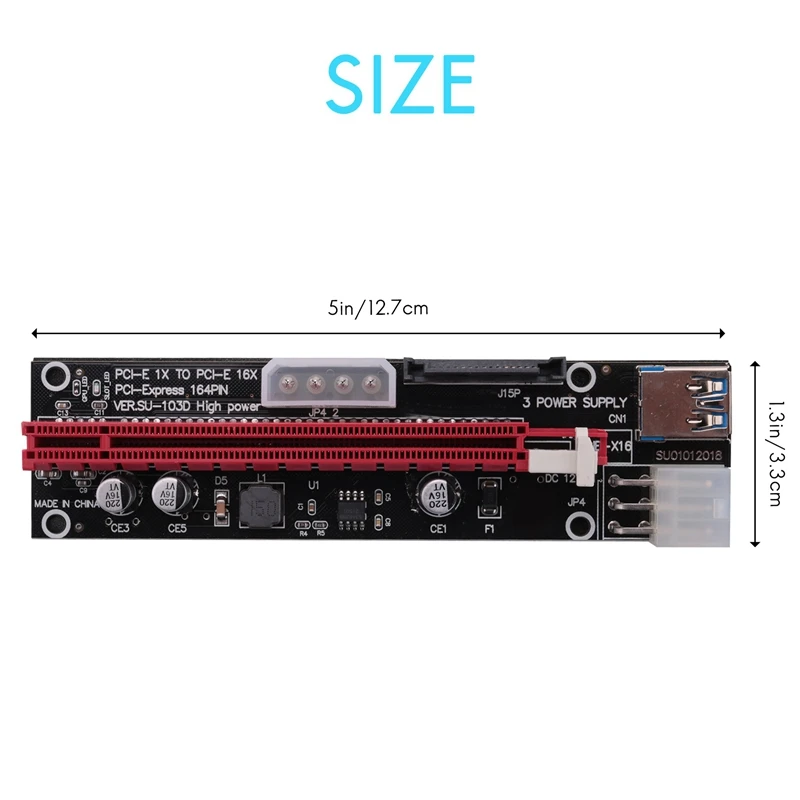 6 قطعة PCI-E GPU الناهض كابل سريع 16X إلى 1X مع LED الرسومات تمديد Ethereum ETH التعدين بالطاقة الناهض بطاقة محول