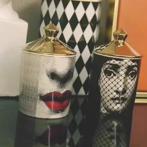 ゴールドハンドメイドセラミック空のキャンドルホルダー香キャンドルレディレッドリップカップリビングルーム装飾品ホームデコレーションボックスCR 8ベストセールスセラミックキャンドルホルダー-8