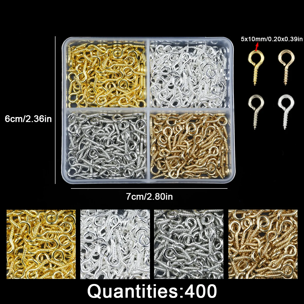 Box Diy Schmuck Materialien Zubehör Karabinerverschluss Biegeringe Ohrringverschlüsse Stopper Crimp Tube Clamshell Bead Flat Head Eye Pin
