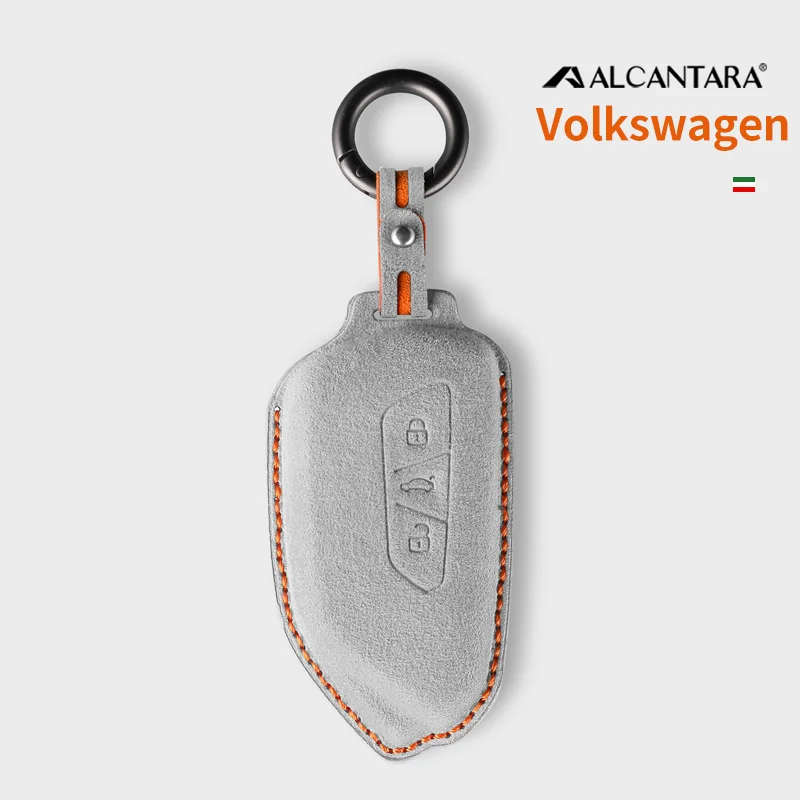 Alcantara Car Key Case Cover Holder Key Shell Buckle For Volkswagen Tuang X ID4 ID6 ID3 Talagon Lamando L Golf 8 Accessories