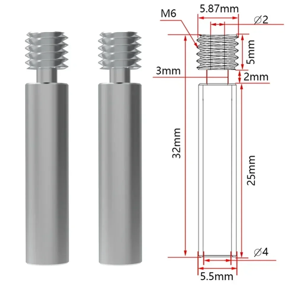 1-3pcs Prusa Mini Throat M6 Thread Titanium Alloy NF Prusa mini Heatbreak 3D Printer Parts V6 Hotend Throats For 1.75mm Filament