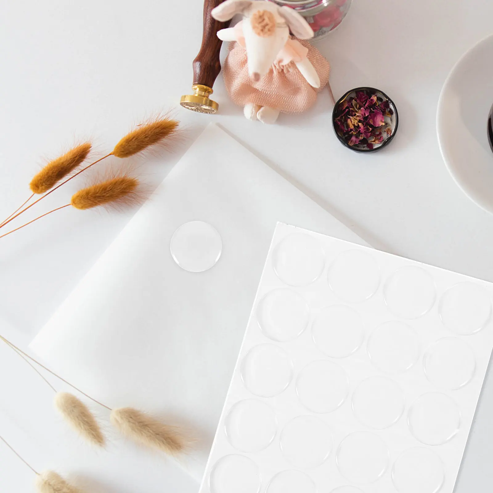 

60Pcs Time Gemstone Resin Cabochons Round Flat Back Stickers Waterproof Easy Stick DIY Craft Decor Supplies for Vase Picture