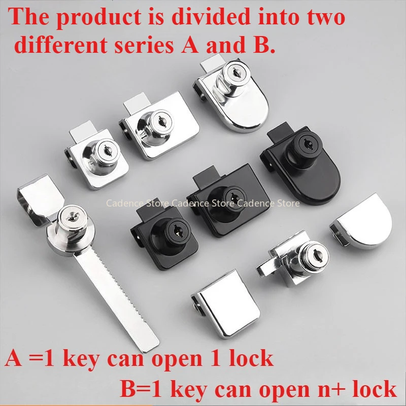 โลหะเดี่ยวคู่แกว่งกระจกโชว์ประตูตู้ล็อคกุญแจไม่มีเจาะล็อคติดตั้งง่ายแก้ว PUSH ล็อคประตู