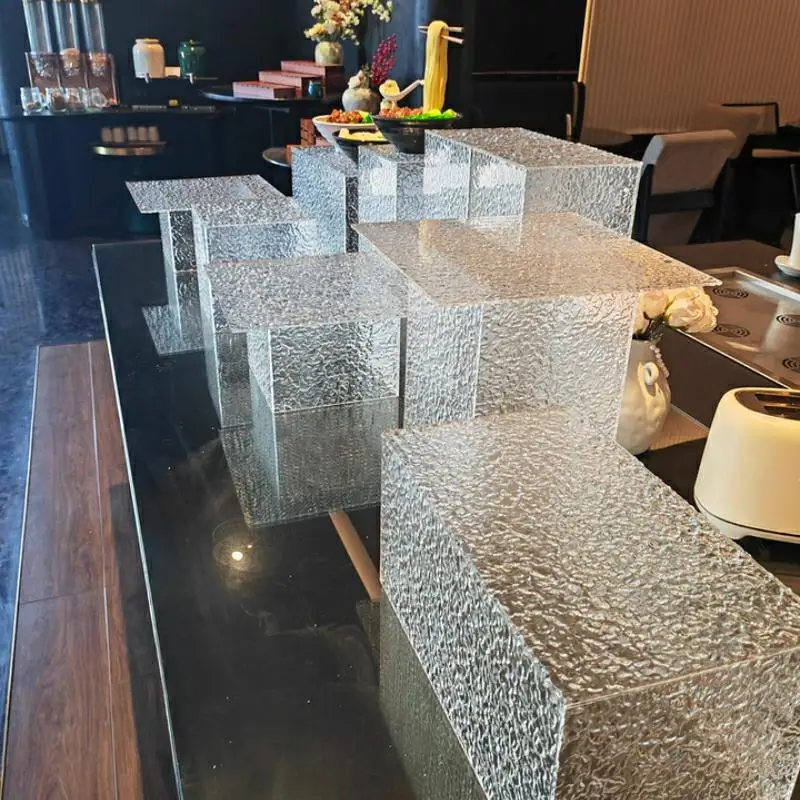 

11-16pcs Acrylic Ripple Dessert Stand for Wedding Outdoor Picnic Banquet Buffet Business Tea Breaks Display Glass Tableware