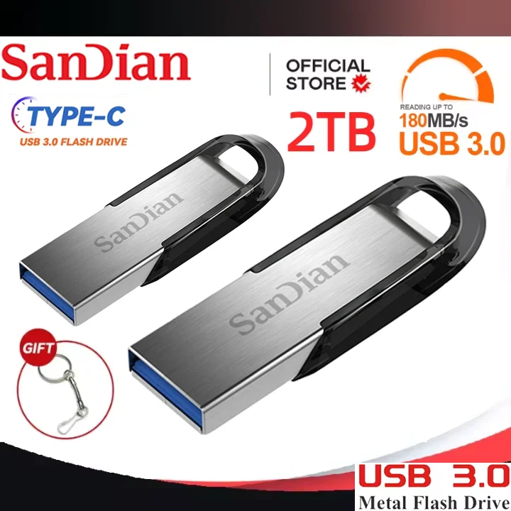 Mini Pen Drive USB 3.0, Unidades Flash, Memory Stick, Disco para TV, PC, Computador, Jogos, 1TB, 2TB, 512GB, 256GB