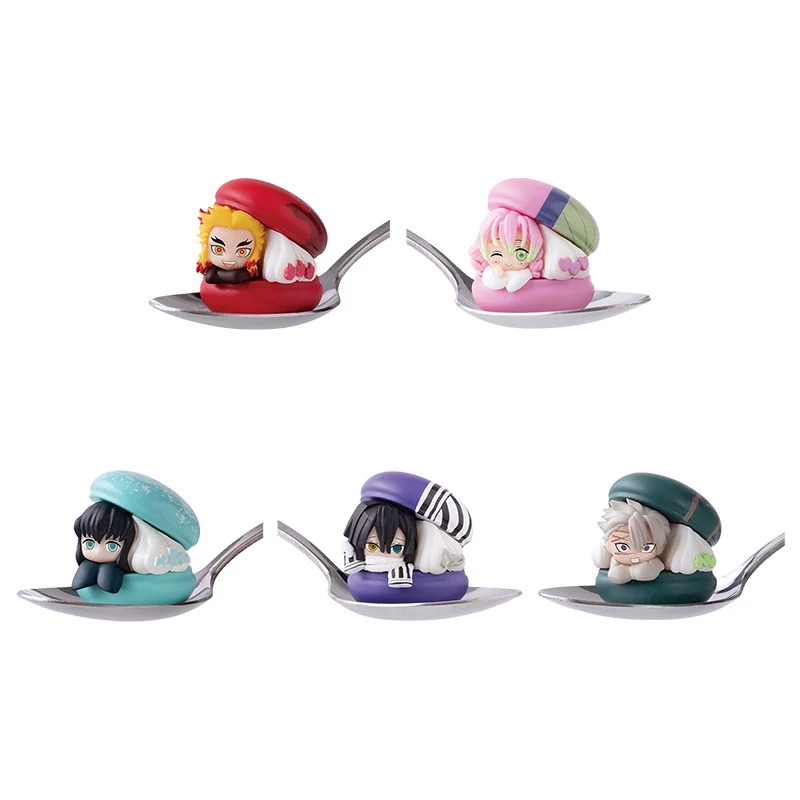 BANDAI Capsula Azione Anime Demone Slayer Kimetsu No Yaiba Tokitou Muichirou Kyoujurou Mitsuri Obanai Sanemi Macaron Figure Giocattoli