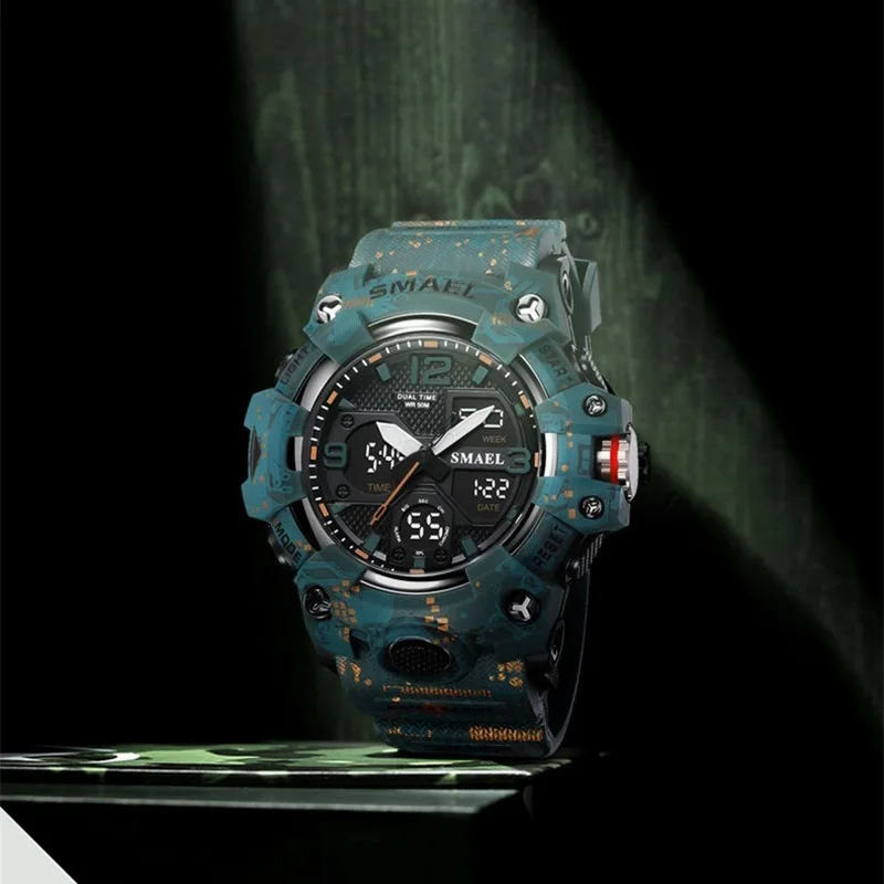 2025 جديد ساعات رجالية 50 متر مقاوم للماء ساعة رياضية رجل عسكري ساعة رياضية رقمية مزدوجة العرض ساعة إلكترونية ساعة كوارتز