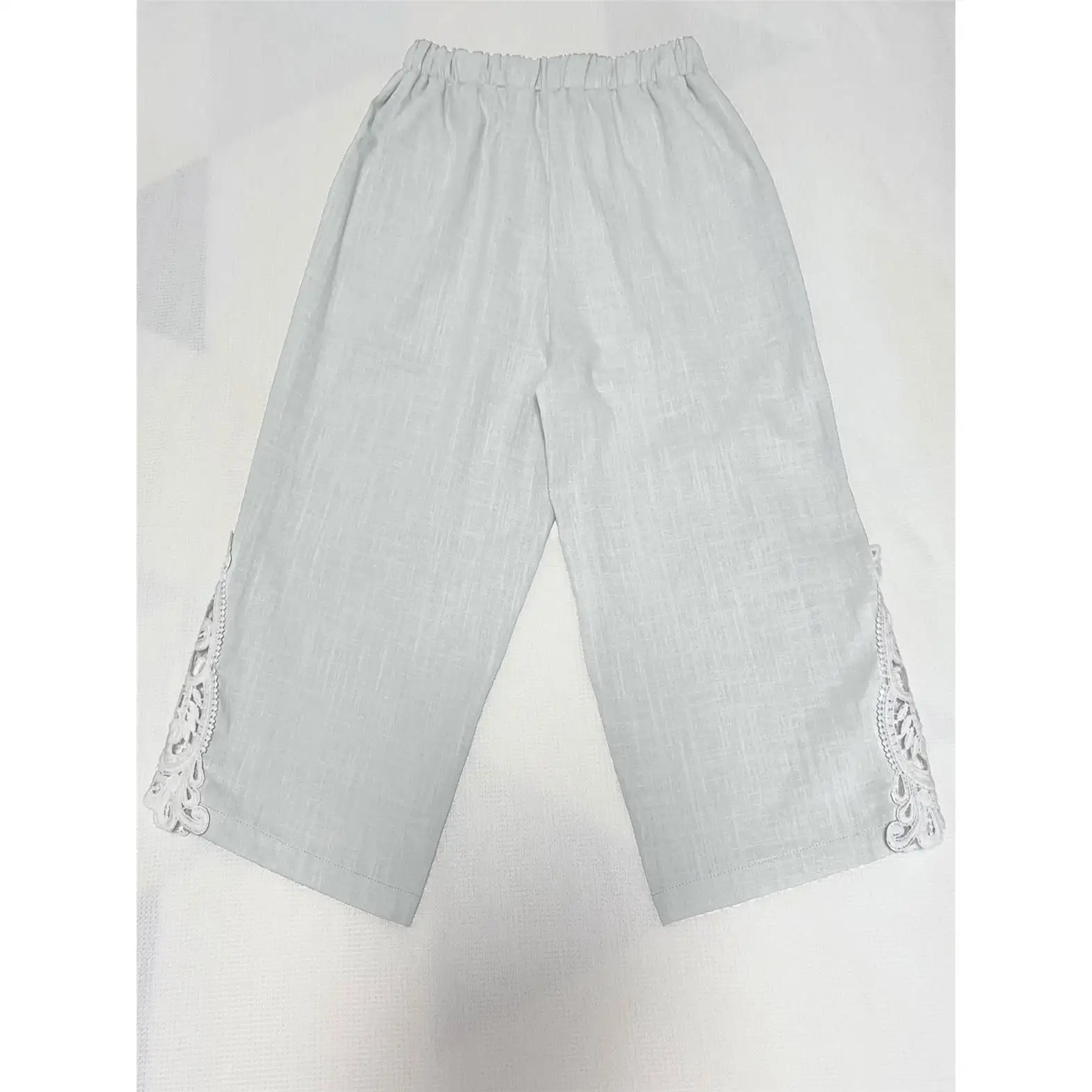 New 2025 Women's Linen Lace Casual Shorts Cleanfit Style mid Low Waist PVC Fabric 95% Polyester 5% Other Material Embroidered