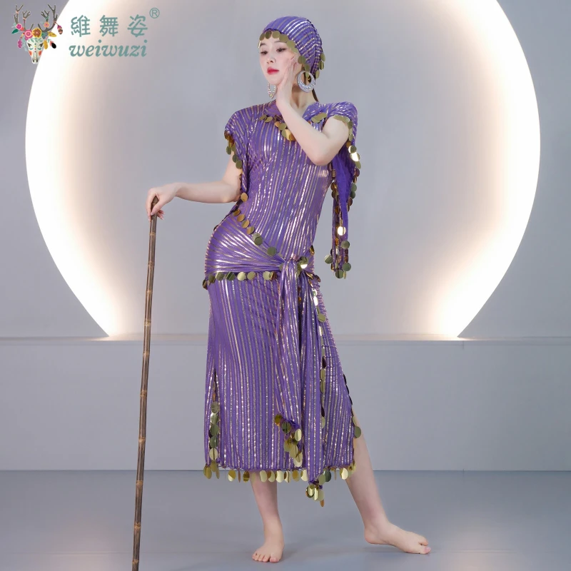 أردية الرقص الشرقي أداء زي المرأة مطرزة رداء الحجاب وشاح الورك 3 قطعة ملابس المنافسة Shaabi Baladi Saidi #1