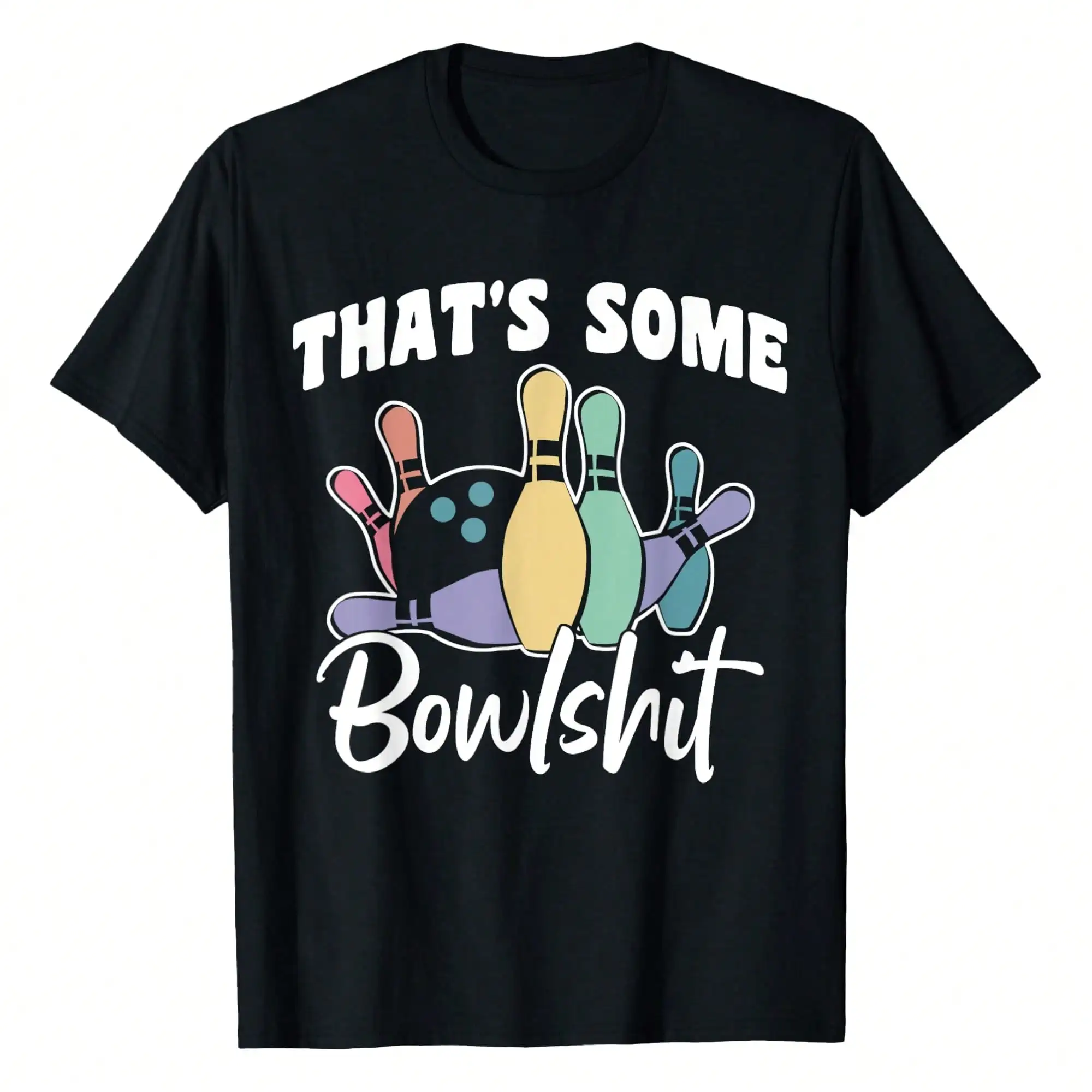

That's Some Bowlshit, Retro Bowling T-Shirt Tees Short Sleeve Casual Women T Shirts 100% Cotton Tee Shirt Womens Summer Tops Fu