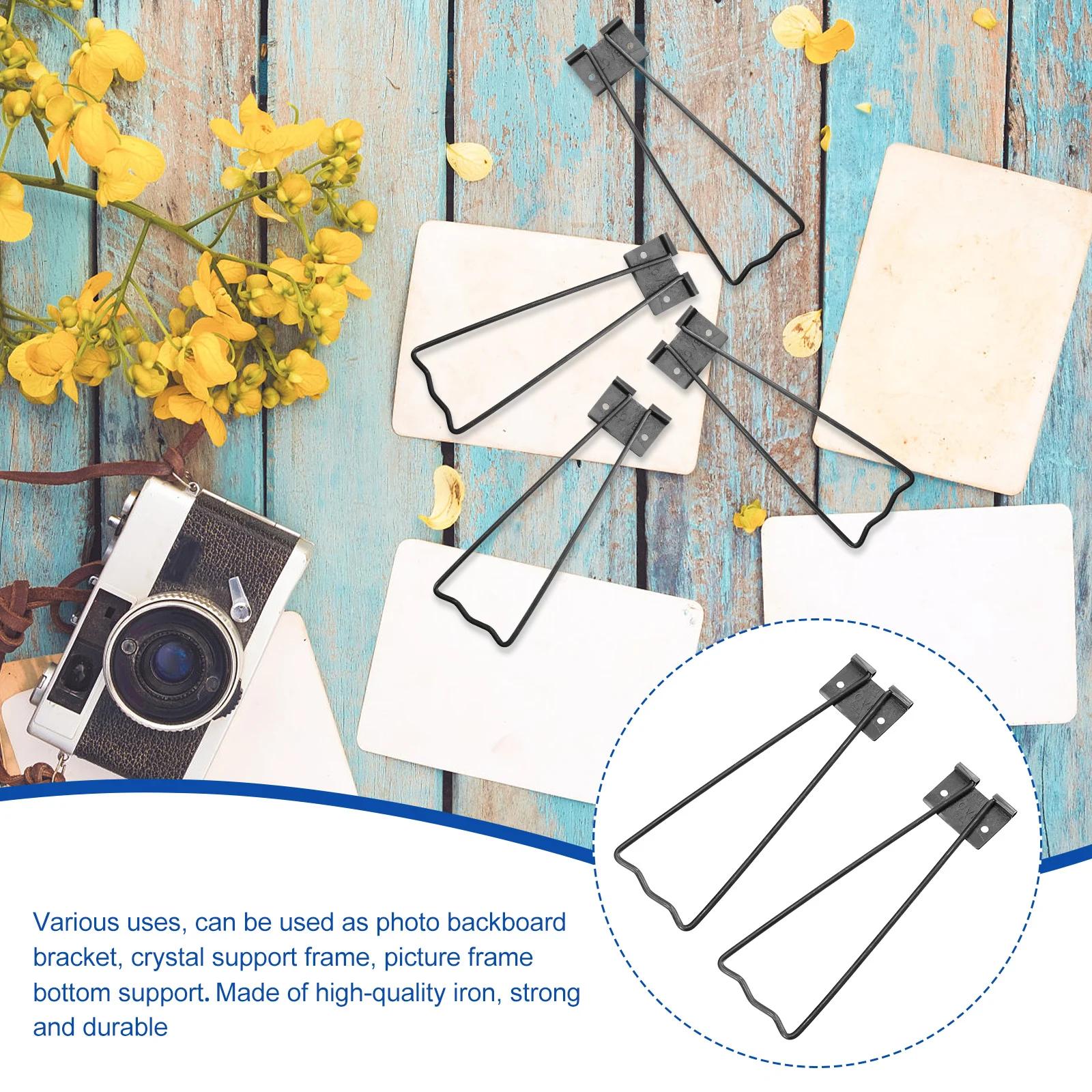 

10 Pcs Photo Frame Wrought Iron Bracket Picture Support Stand Easel Back Holders Stands Display