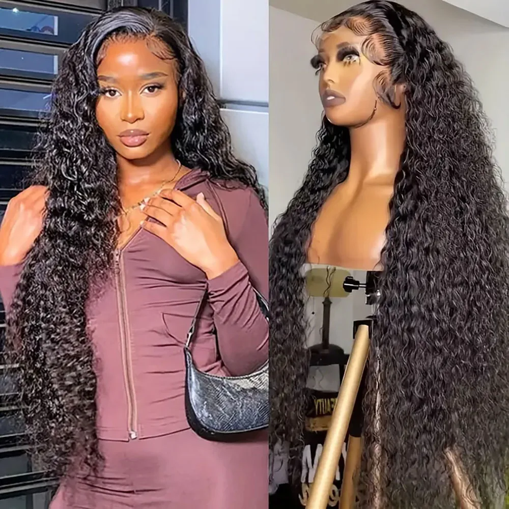 

13x4 Deep Wave 13x6 Natural Color Lace Front Wigs Human Hair Transparent 5x5 Pre Plcked 220Density Lace Frontal Wig For Women 1B