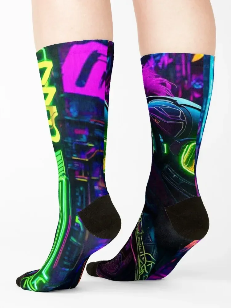 Blacklight - Cyber City Character concept Socks japanese fashion Heating sock colored Men's Socks Luxury Women's