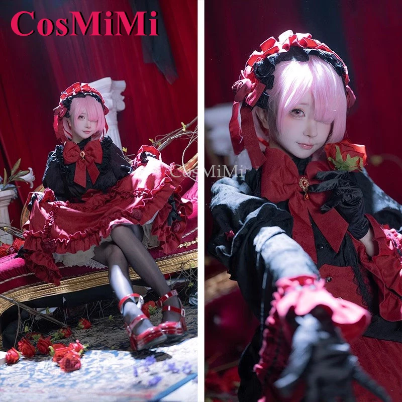 CosMiMi Anime Re:Zero Ram Cosplay Costumes Sweet Elegant Gothic Style Formal Dress Full Set Carnival Party Role Play Clothing