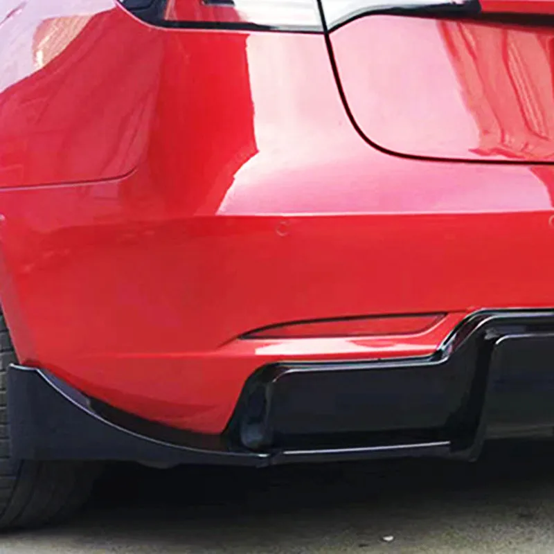 For 2019-2023 Tesla Model 3 Rear Bumper Diffuser Splitter Lip Chin Spoiler BodyKit Black Carbon Exterior Tuning Accessories