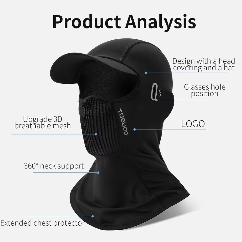 Summer UPF50+ UV Protection Ice Silk Full Face Mask Breathable with Glasses Hole Quick-Drying for MTB Road Cycling Outdoor
