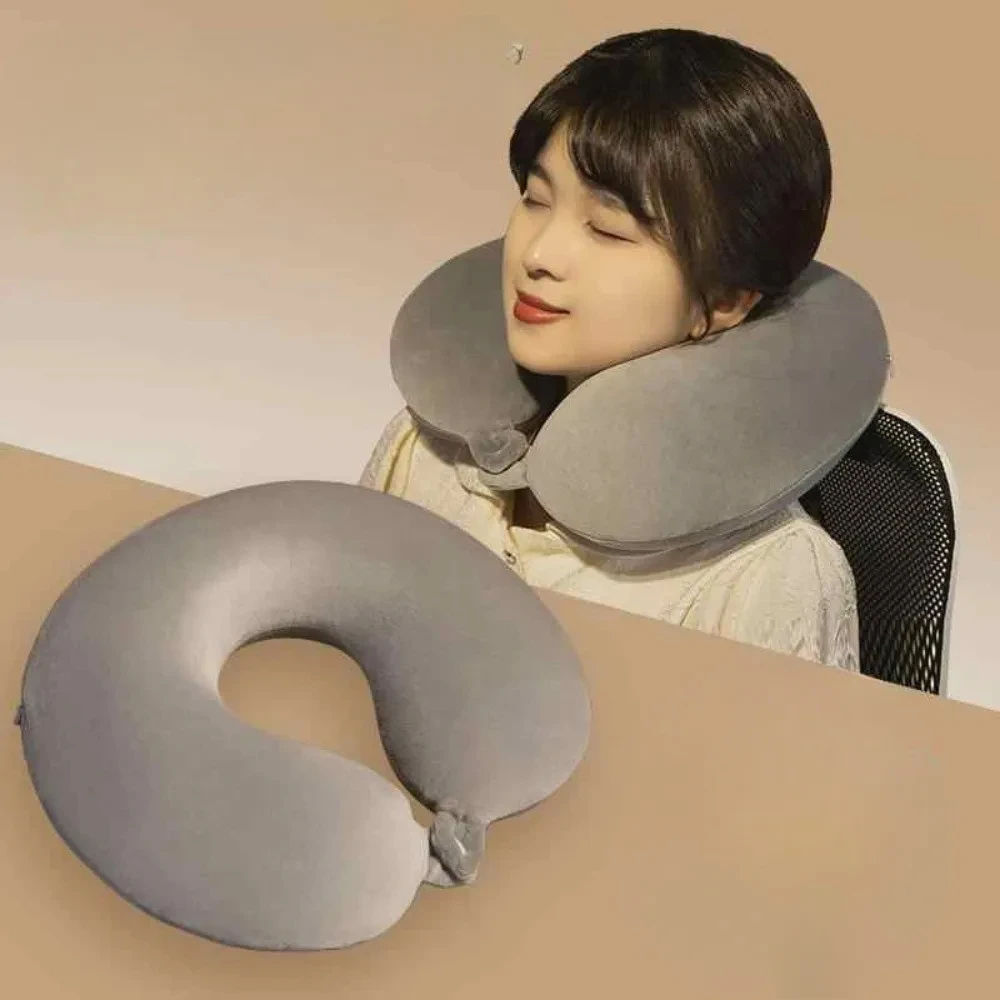 

1pc Travel Pillows Airplanes Inflatable Super Light Portable Neck Pillow U-Shape Automatic Inflatable Cervical Vertebr Pillow