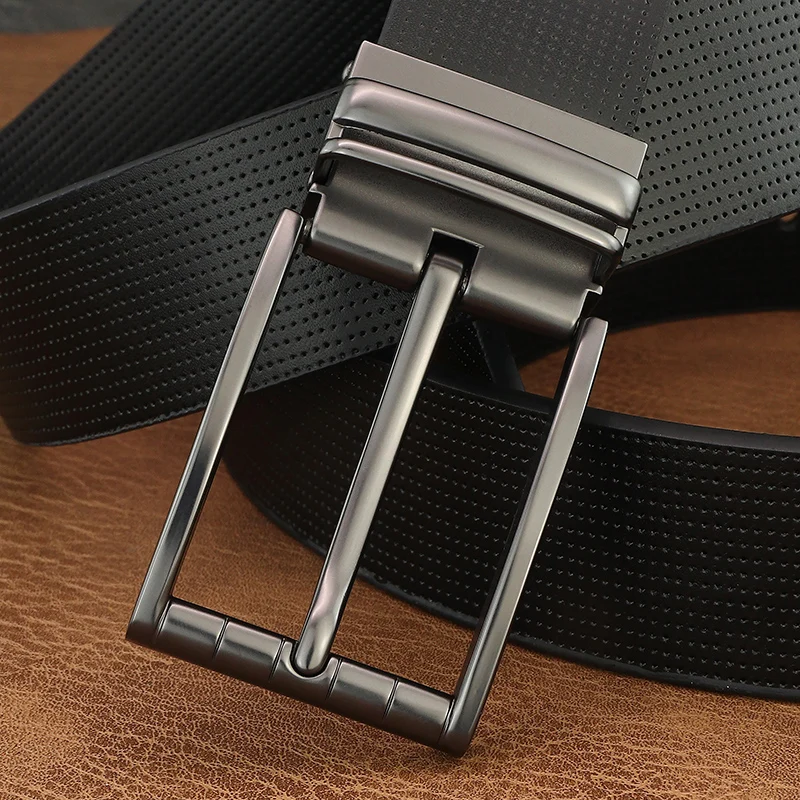 Luxury belt men classic gray pin buckle high quality famous brand fashion genuine leather casual white jeans Waistband B867