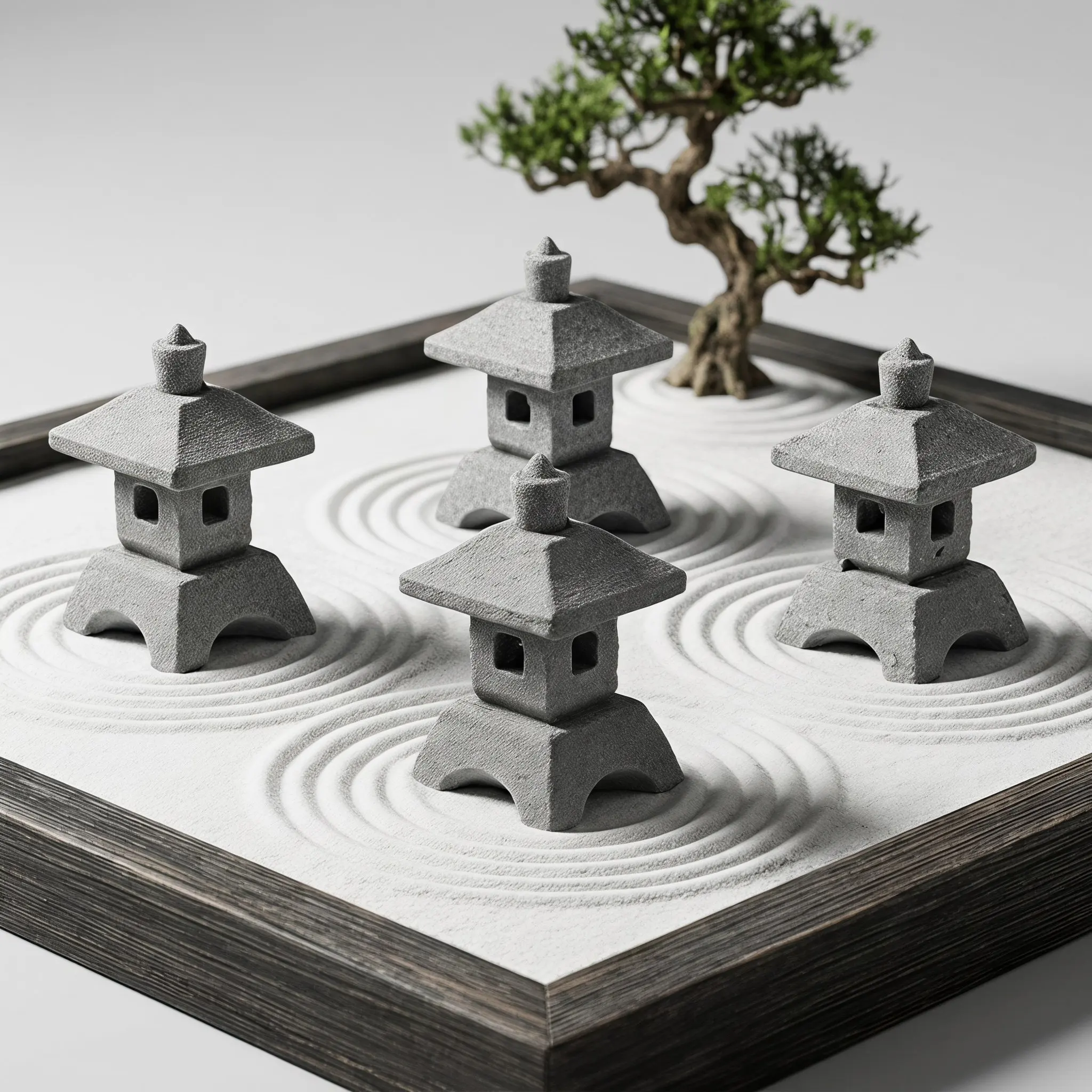 4Pcs Realistic Sandstone Chinese Pagodas Micro Landscape Ornament for Bonsai Flowerpot Mini Garden Balcony Yard Decor