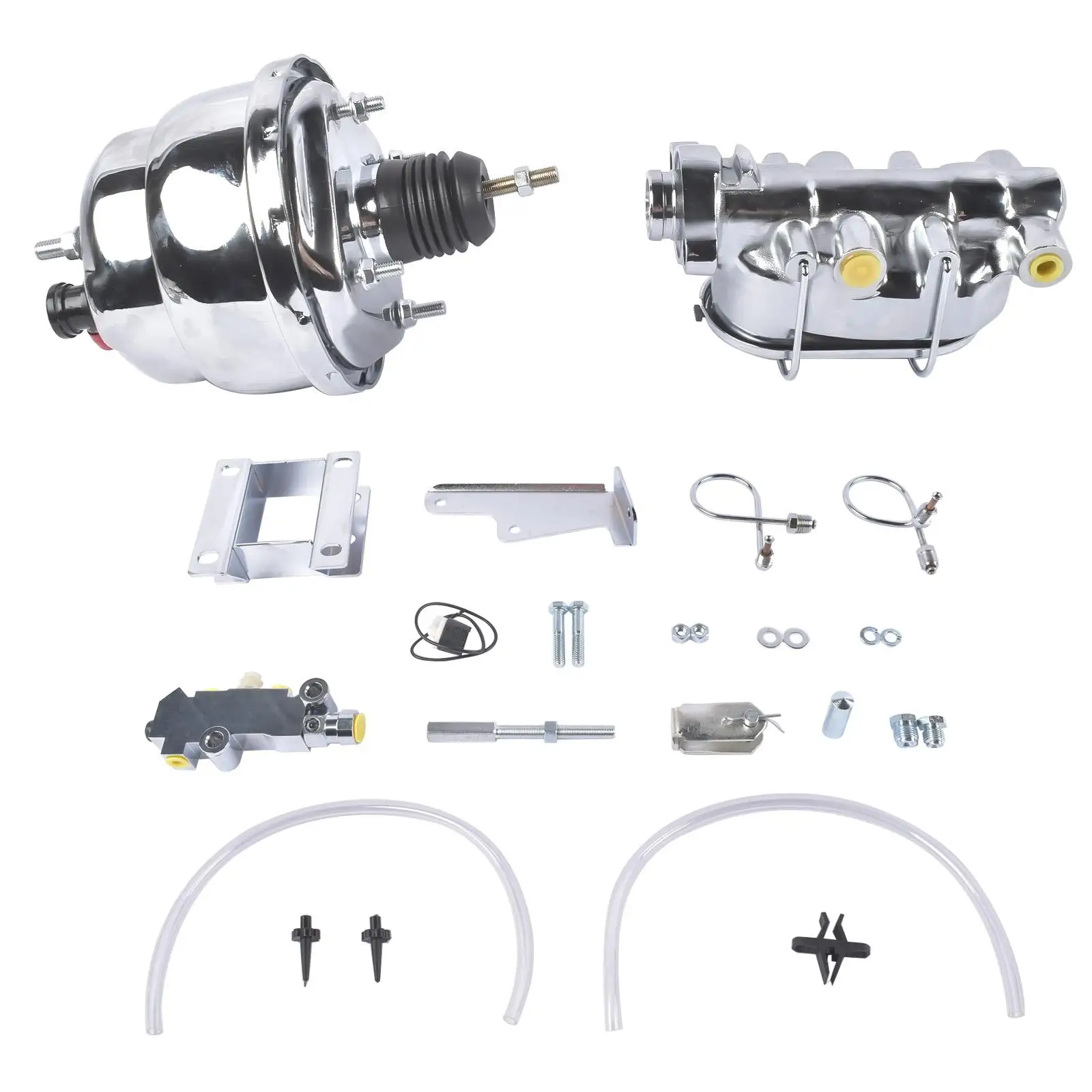 Kit de Frenos AP02 de 7'' con Cilindro Maestro y Servofreno Cromado para Chevrolet Bel Air One-Fifty Two-Ten Series 1955-1957