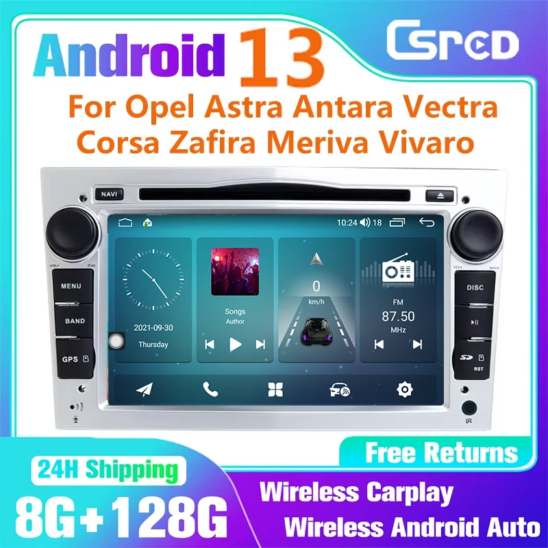 Csred Android 13 Auto Radio For Opel Astra Antara Vectra Corsa Zafira Meriva Vivaro Car Multimedia Player GPS Navigation NO CD