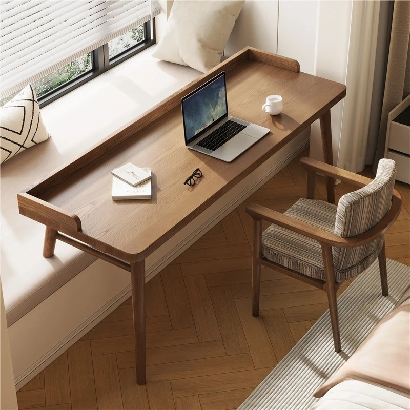 

Solid wood bay window table integrated long and short legs children's study table bedroom household computer table renovation