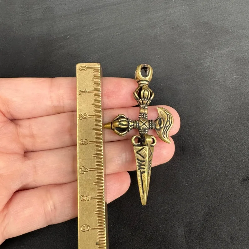 Tibetan-style brass , five-pronged , cross-shaped demon-suppressing , vajra scepter pendant accessory